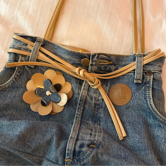 y2k made in italy lee jeans denim flower purse - Picture 4 of 8
